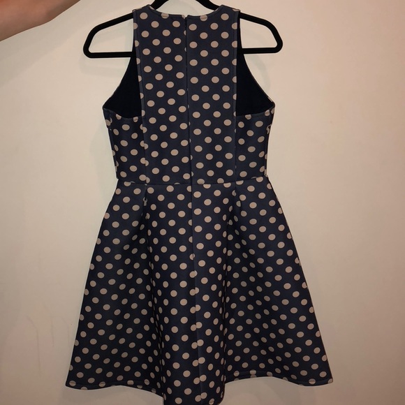 ASOS Navy Blue Scuba Dress with Cream Polka Dots - Picture 2 of 3